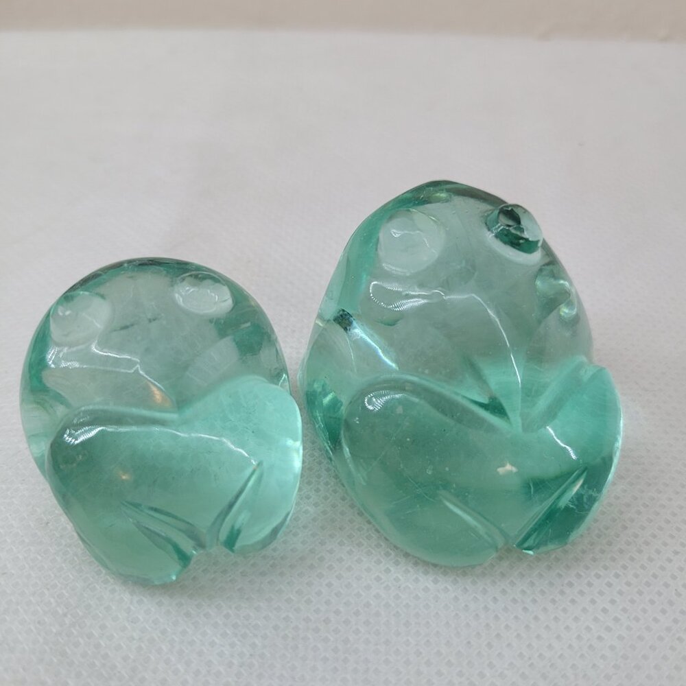 Art Glass Frog Pair - Paperweights or Decor Aqua Blue-Green - Picture 11 of 13